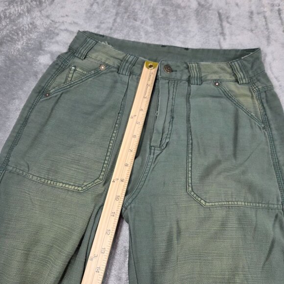 Free People Pants Womens 0 Army Green Distressed Straight Utility Ankle Boho - Picture 10 of 11
